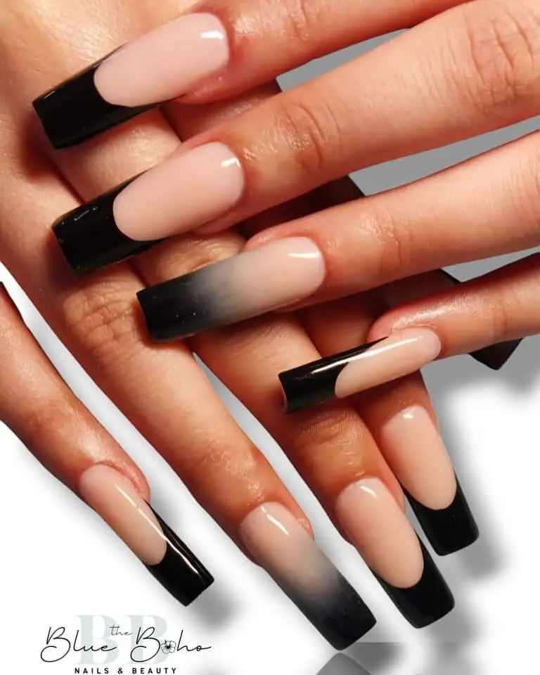 The Blue Boho Black Acrylic Nail Design