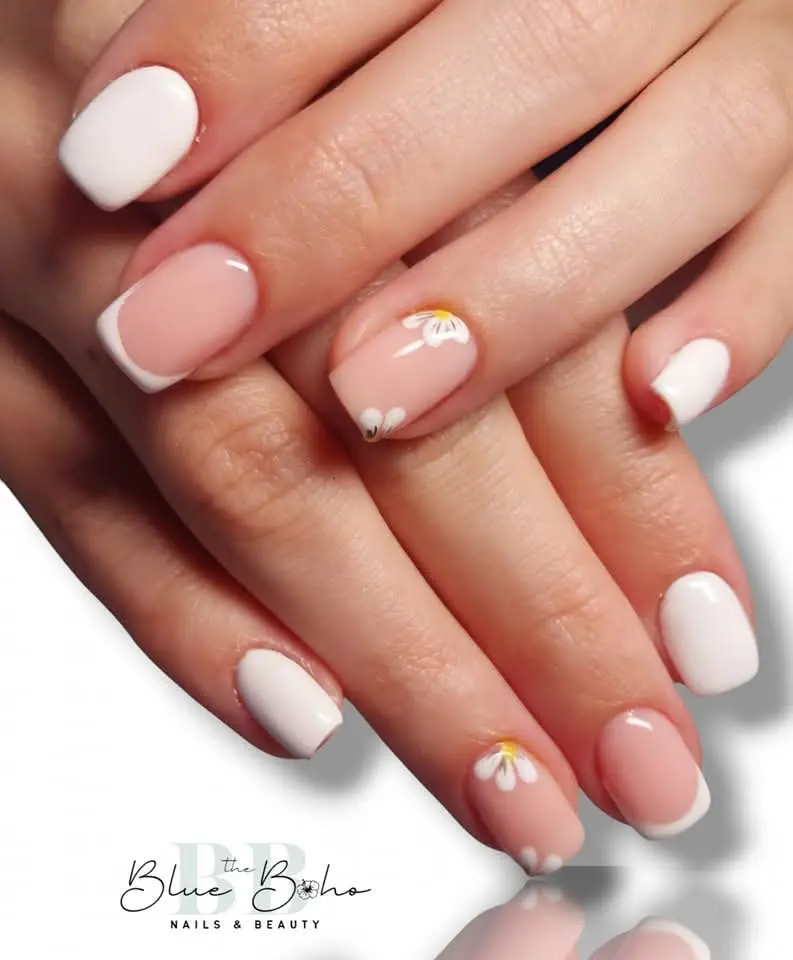 The Blue Boho Classic French Nail Design