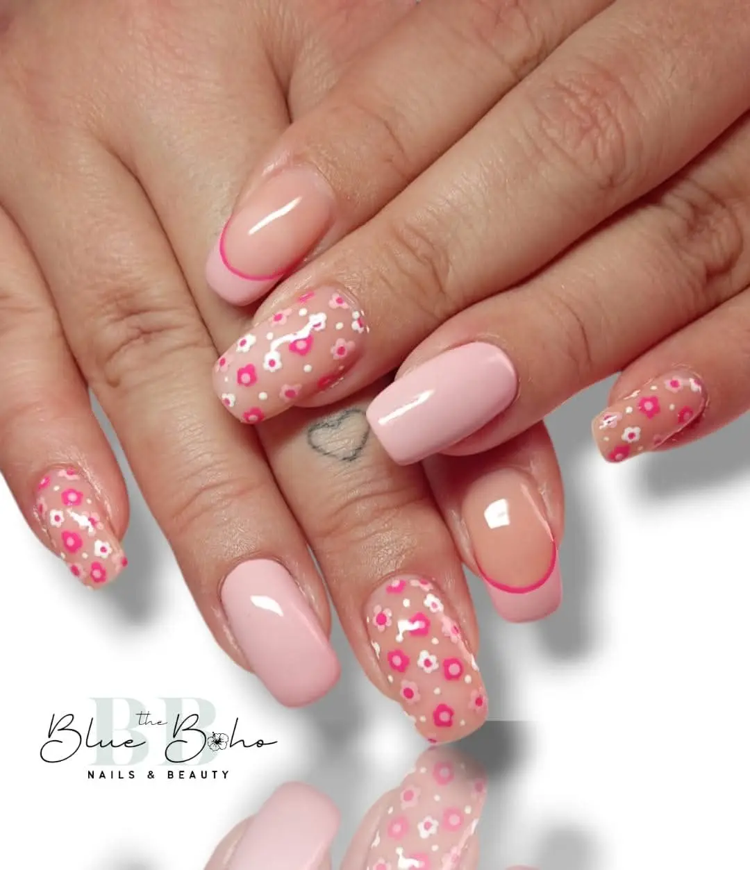 The Blue Boho Flower Nail Design