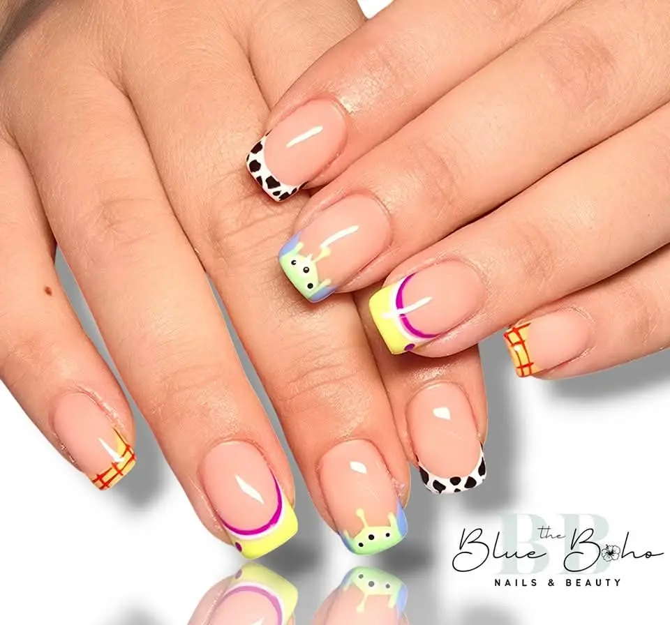 The Blue Boho Funky French Nail Design