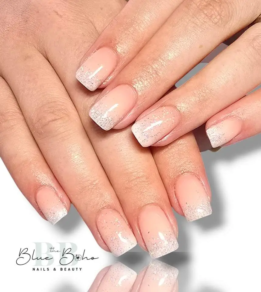 The Blue Boho Glitter Ombre Nail Design