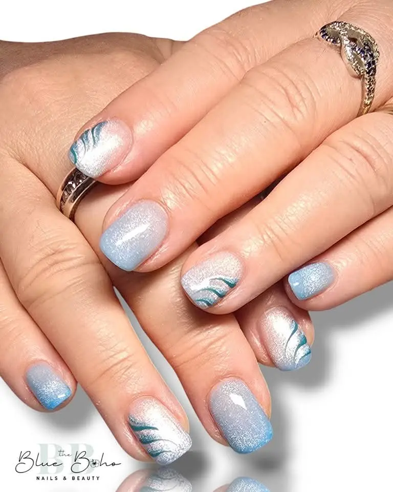 The Blue Boho Green Wavy Nail Design