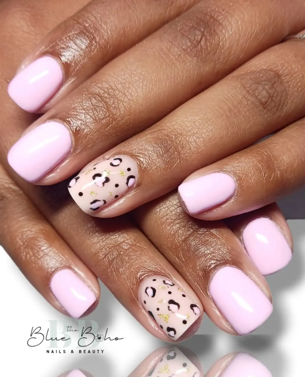 The Blue Boho Leapord Print Nail Design