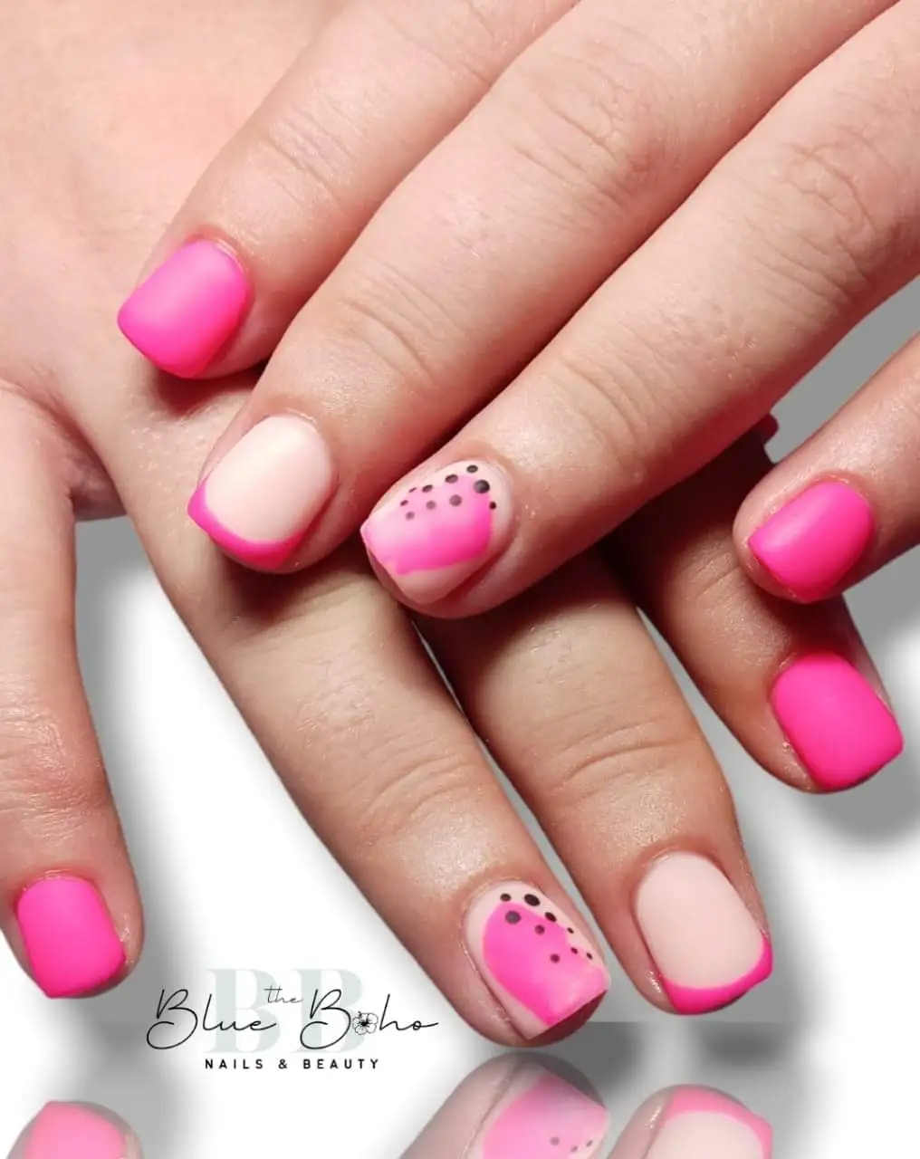 The Blue Boho Matt Pink Nail Design