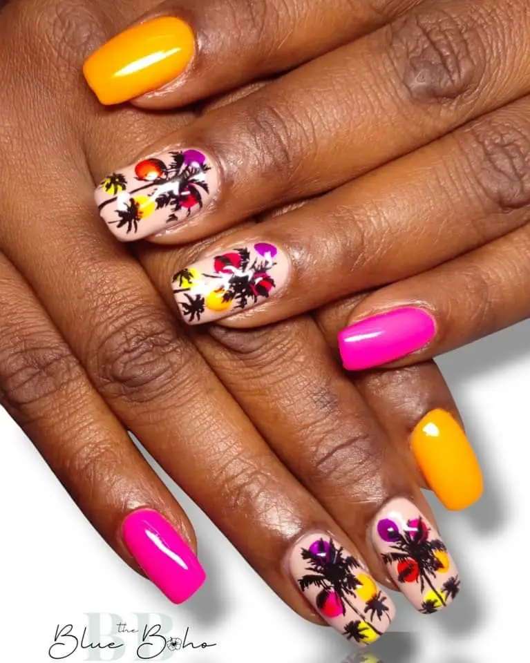 The Blue Boho Tropical Nail Design