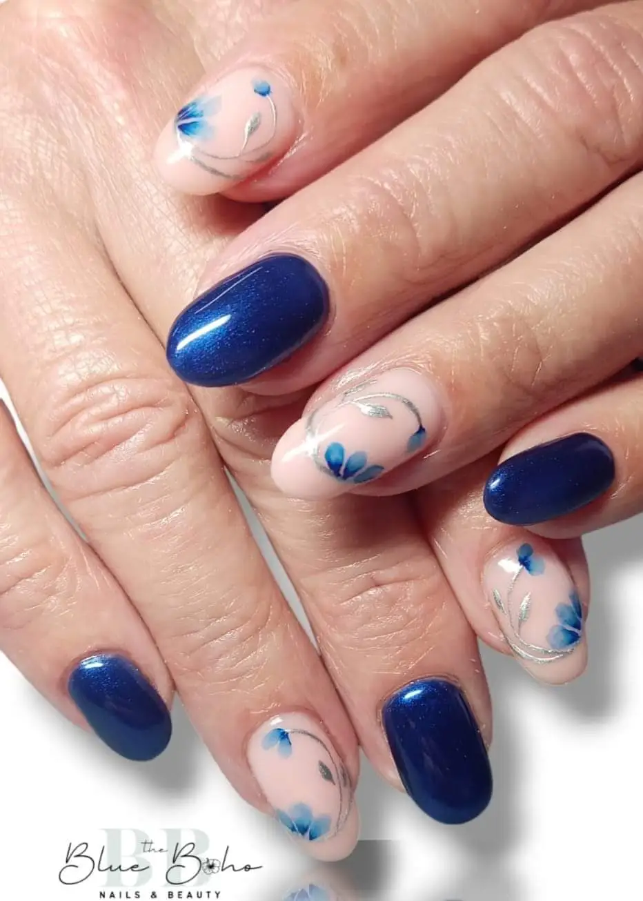The Blue Boho Water Colour Art Nail Design